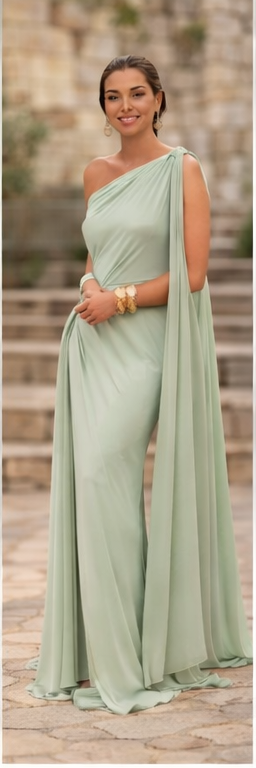 Robe femme vert sauge drapée